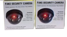 LOT 2 BRAND NEW Dummy Camera Fake Security CCTV Dome w/ Flashing Red LED Light