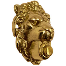 Pulsante campanello da esterno in ottone lucido pesante classico leone vintage