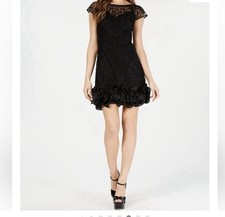 GUESS Black Lace Dress With Ruffles Size 2