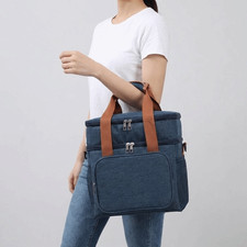 Lightweight Double Deck Lunch Cooler Bag Leakproof Picnic Tote Bag  Work
