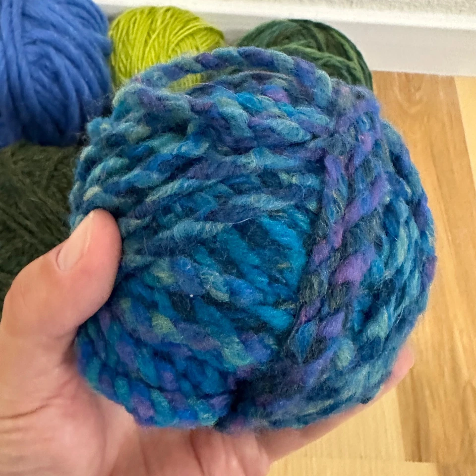 Bolas de hilo acrílico de alpaca de lana premium Hank hilos mixtos cascada cielo azul Foto 2 de 4