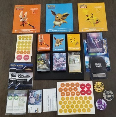 Pokemon x5 Battle Decks Lot & Kit Pikachu Cinderace Eevee Mewtwo Melmetal V