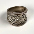 Vtg Wide Band Ring Sterling Silver 925 Filigree Floral Size 7