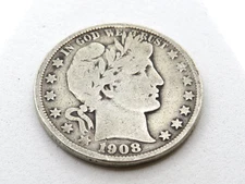 UNITED STATES 1908-D BARBER HALF DOLLAR VG CONDITION OR BETTER CONDITION**