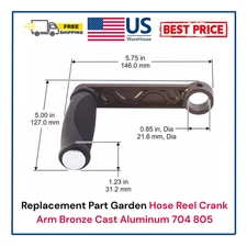 Replacement Part Garden Hose Reel Crank Arm Bronze Cast Aluminum 704 805