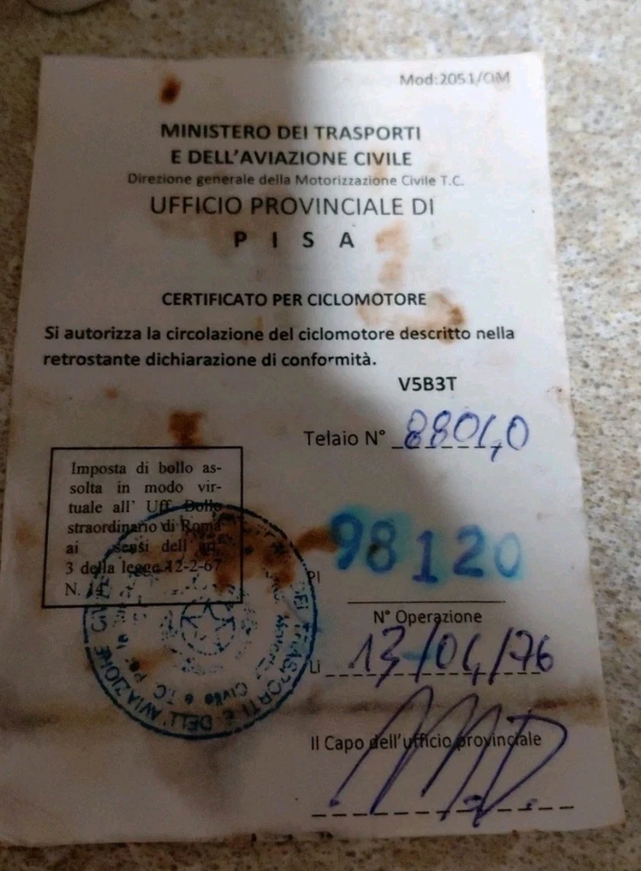 Libretto In Bianco Per Ciclomotori Vespa Ciao Bravo Collezzionismo - Immagine 2 di 4
