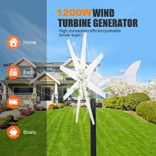 1200W Wind Turbine Generator Kit 8 Blades Windmill 24V Charger Controller
