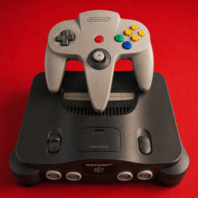 Official Nintendo 64 Black Console system N64 Gray Controller Adapter Cables