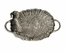 Mud Pie Turkey Serving Platter Pewter Finish Thanksgiving Holiday Table Tray