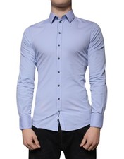 Dolce & Gabbana Light Blue Cotton Slim Fit SICILIA Dress Men's Shirt Authentic