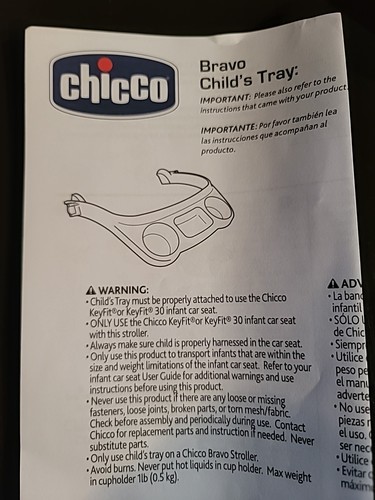 Chicco Bravo Child's Tray for Use On The Bravo Quick Fold Stroller and 3 In 1 - Picture 6 of 6