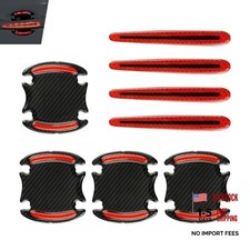 8Pcs Car Door Handle Protector, Reflective Car Door Handle Cup Protector red