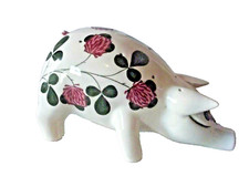 Vintage Wemyss Bovey Plichta Large Standing Pig with Flowering Clover Design