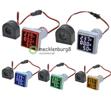 AC0-100A 60-500V 3in 1 LED Digital Voltmeter Ammeter Hertz Meter Indicator 22mm