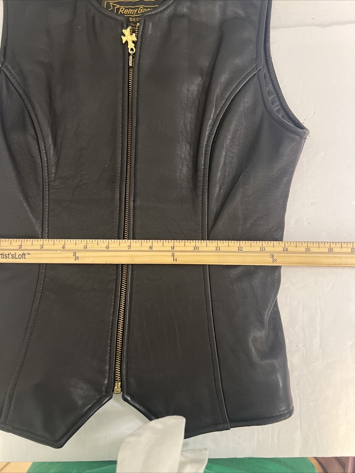 Remy Garson “The Second Skin” Black Leather Vest With Gold Zipper