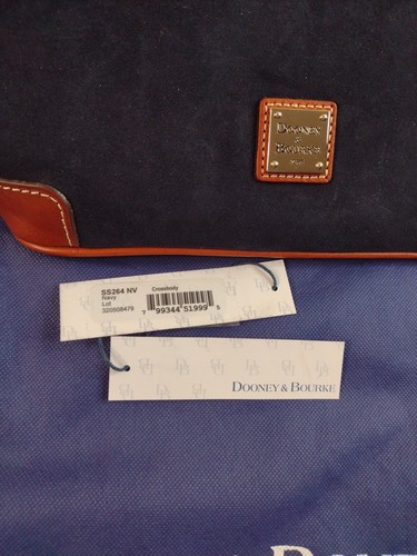 Dooney & Bourke Navy Blue Suede Leather Crossbody Purse Bag Gold & Brown NWT - Picture 18 of 20
