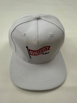 Grizzly Griptape Logo White Adjustable Snapback Cap Hat One Size