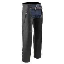 Milwaukee Leather SH1190 Men's Black Premium Leather Motorcycle Rider Chaps