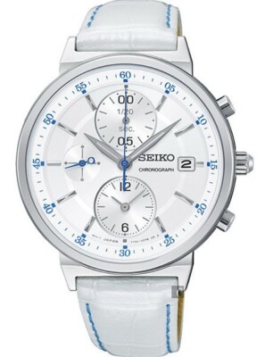 seiko sndv29p1 chronograph white leather