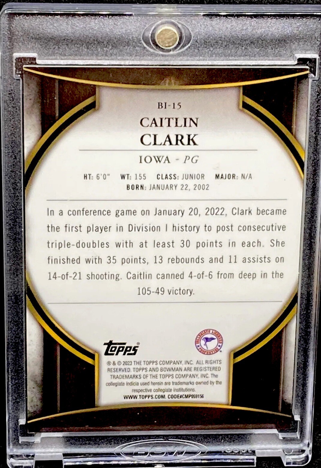 CAITLIN CLARK ROOKIE REFRACTOR SP Insert Topps Holo - IOWA - FEVER RARE HOLO view 9