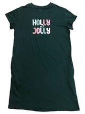 Womens Green Holly  Jolly Holiday Nightgown Sleepshirt Sleep Shirt