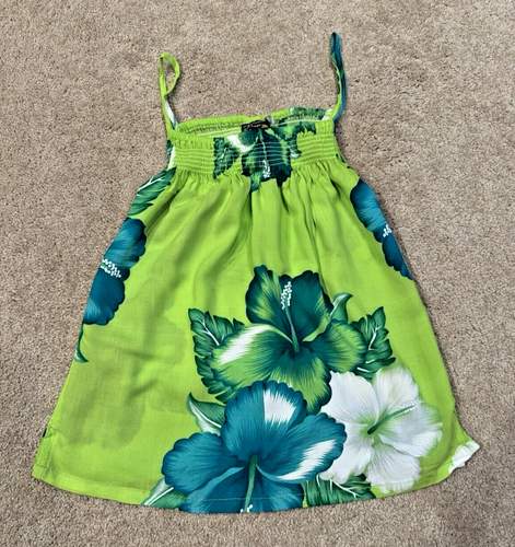 Aloha Fashion Damen grünes Hawaii Blumen Tanktop, Größe Small