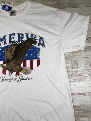 American Flag Men’s White T-Shirt Short Sleeve Patriotic Size Large NEW - Picture 6 of 11