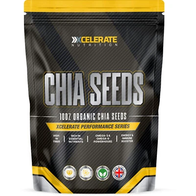 XCELERATE NUTRITION Organic Chia Seeds 100% Raw & Natural Chia Seeds (Whole) Weight Loss Kosher NEW