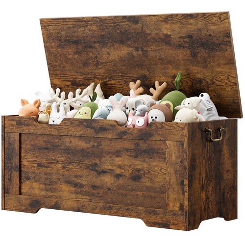 Toy Box Storage Chest Large Storage Trunk w/ Safety Hinge Storage Bench