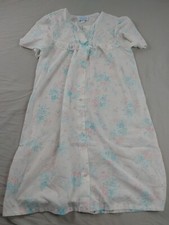 Stardust Vintage Duster Style Nightgown Ladies M Floral Short Sleeve 1164