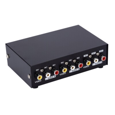 4Way A V Switcher Splitter 4 in 1Out Composite Video Stereo Audios Selectors