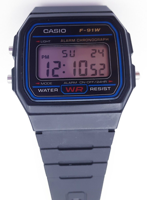 CASIO F-91W 90s“Old CASIO”CheapCasio Vin 1990s CASIO F-91W (593) Men's 35mm Digital Watch Black Alarm