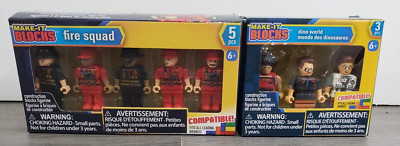 LOT OF 2 Make It Blocks Minifigures 5 PACK FIRE SQUAD 3 PACK DINO WORLD NEW