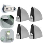4x Polished Chrome Glass Shelf Support Clamp Brackets Bathroom For Shelves