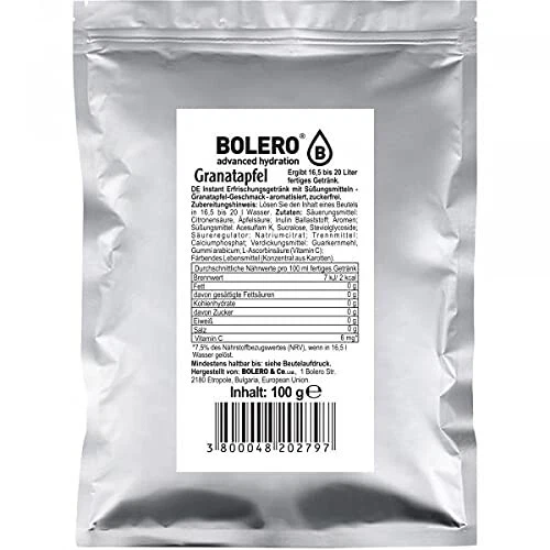 (74,90€/kg) Bolero Drinks 100g Beutel Granatapfel Getränkepulver zuckerfrei