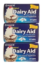 Dairy Aid Lactase 3000 ORIGINAL STRENGTH 60 Caplets  X 3