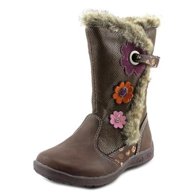 New BKO by Beeko Toddler Girl Makayla II Brown Pink Flowers Fur Winter Boots 11