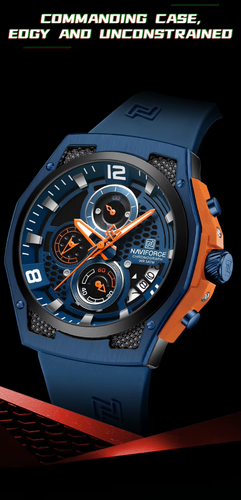 NAVIFORCE Men’s Quartz Watch High Quality Luxury Silicone Strap Waterproof Lumes - Picture 7 of 19