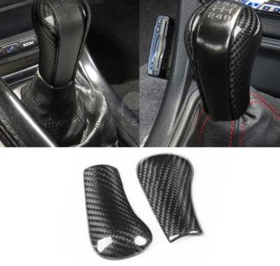 2×Real Carbon Fiber Gear Shift Knob Side Panel Trim For Nissan GTR R32/ R33/ R34