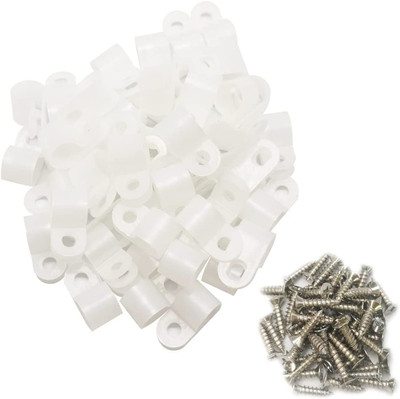 Cable Clamp R-Type Cable Clip Wire Clamp 3/8'' Nylon Screw Mounting Cord Fastener