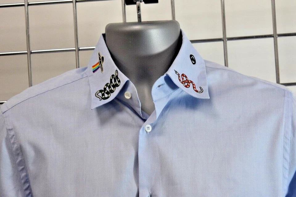 GUCCI Blue COTTON MEN'S SHIRT SIZE 39 / 15.5 US ON SALE NS - Image 2 of 4