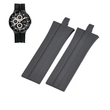 28x22mm Black Rubber Watch Strap For Porsche Design P6360 Chronograph Automatic