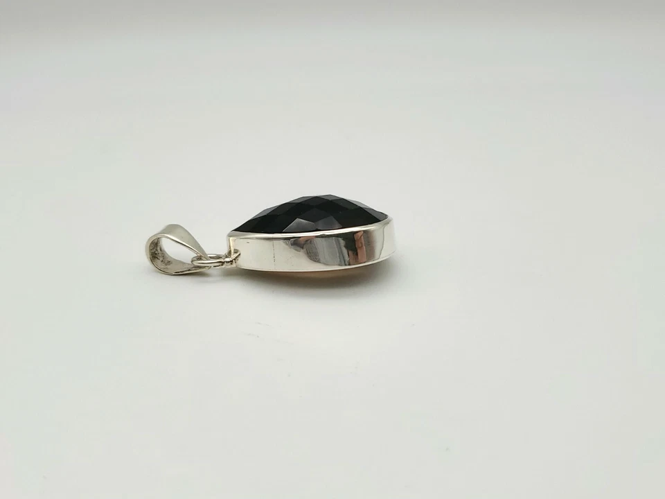 NUEVO COLGANTE TOPACIO AHUMADO CORTE COJÍN GRANDE 33MM X 23MM PLATA ESTERLINA 925 25 GR! Foto 3 de 4