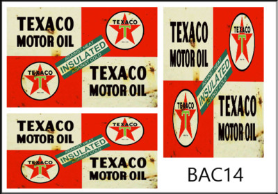 PEEL STICK 1:24 1:25 TEXACO MOTOR OIL SERVICE SIGN GARAGE BUILDING DECALS BAC14