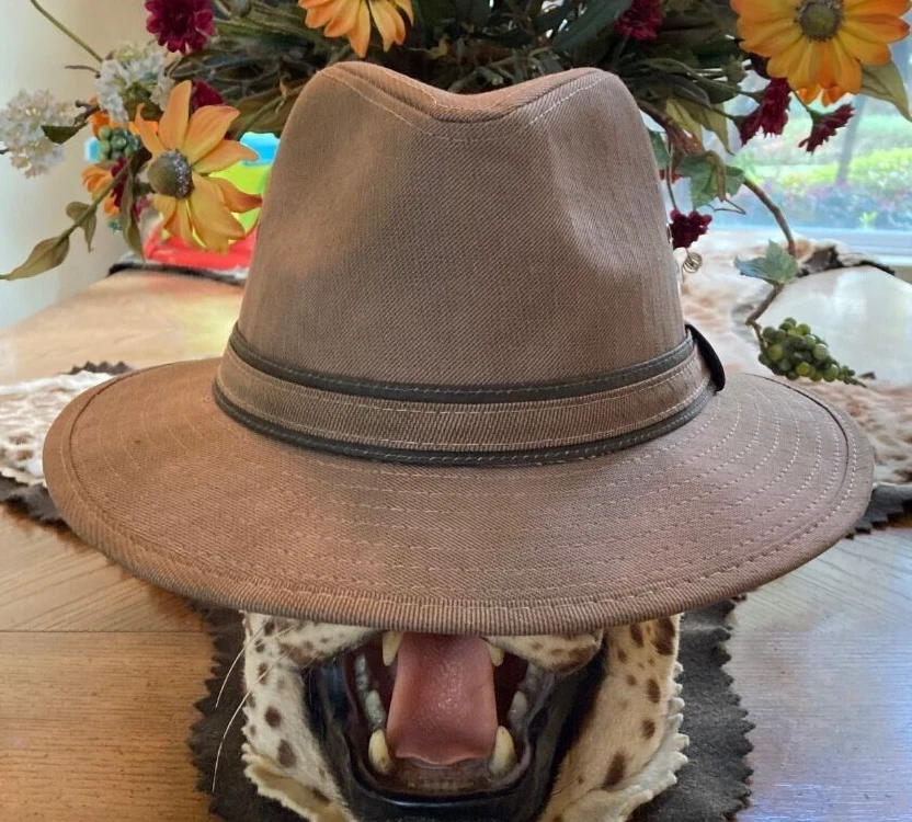 STETSON SALE * MENS SAFARI FEDORA HAT * 1 L * NEW TAN WINTER COTTON SUN RAIN UPF