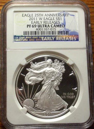2011 W SILVER  PR69 ULTRA CAMEO AMERICAN EAGLE - NGC - E.R -FROM THE 25TH ANNIV.