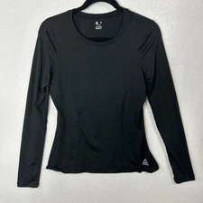 Reebok Womens Top Medium Black Base Layer Underwear Long Sleeve Crew Neck