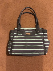striped diaper bag
