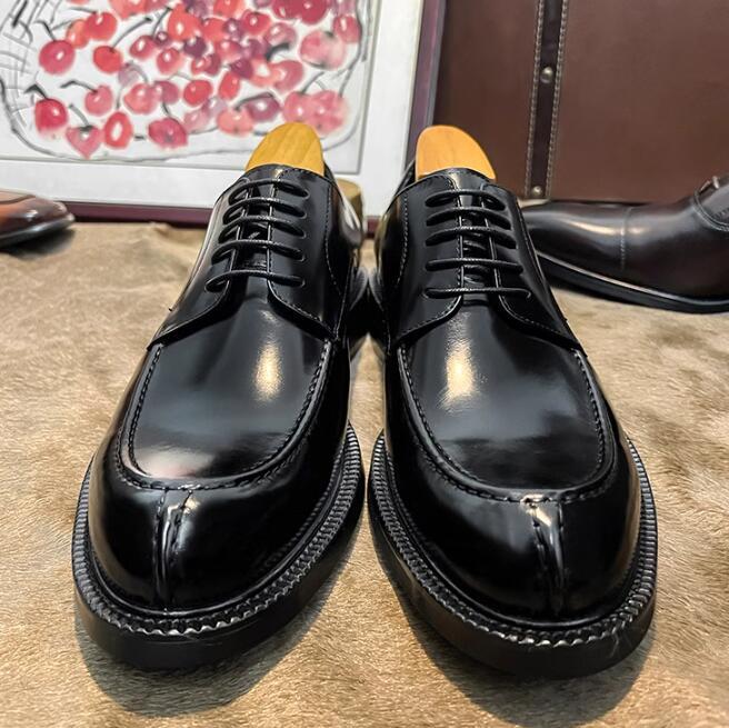 SAOLA Nuove scarpe formali in pelle originali fatte a mano scarpe derby cravatta punta rotonda suola spessa