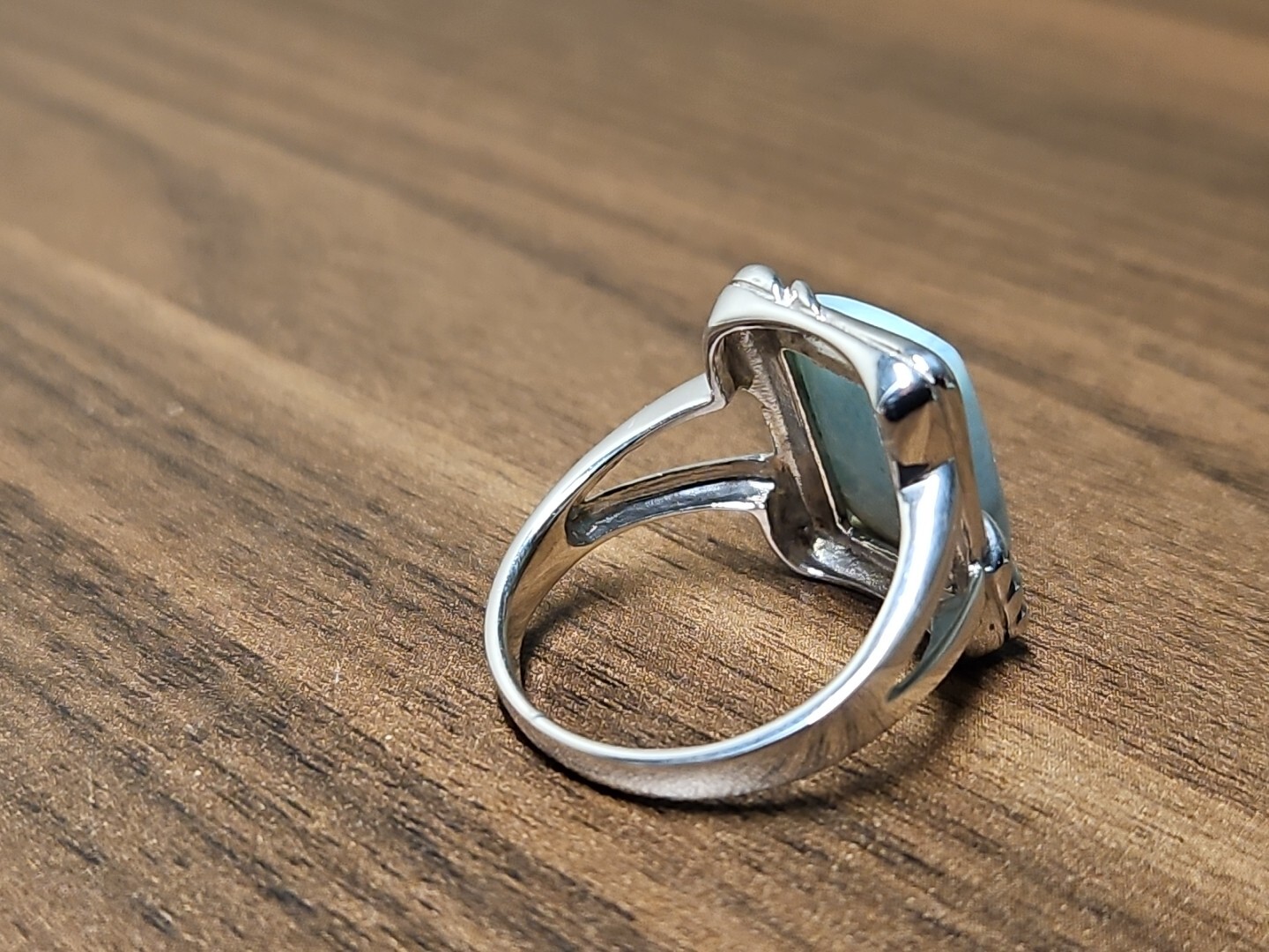 Womans Ring Rectangular Light Blue Stone Sterling… - image 6